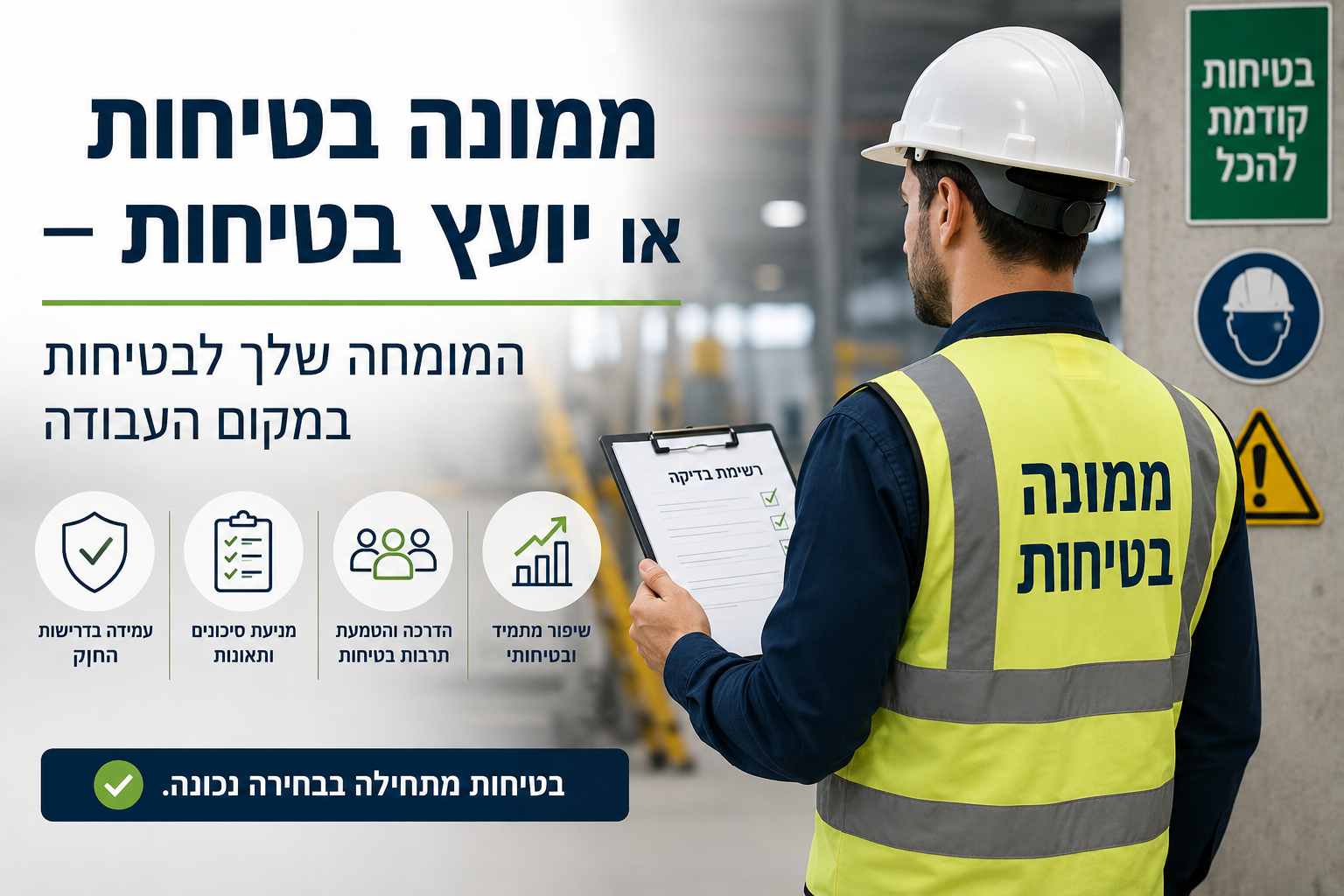 ממונה בטיחות מבצע ביקורת שטח — בדיקת נהלים, ציוד ותנאי עבודה