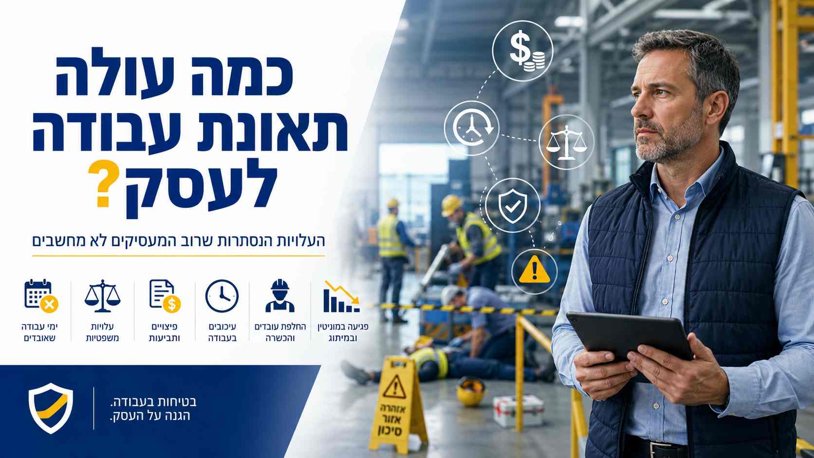 כמה עולה תאונת עבודה לעסק — עלויות ישירות ונסתרות למעסיק
